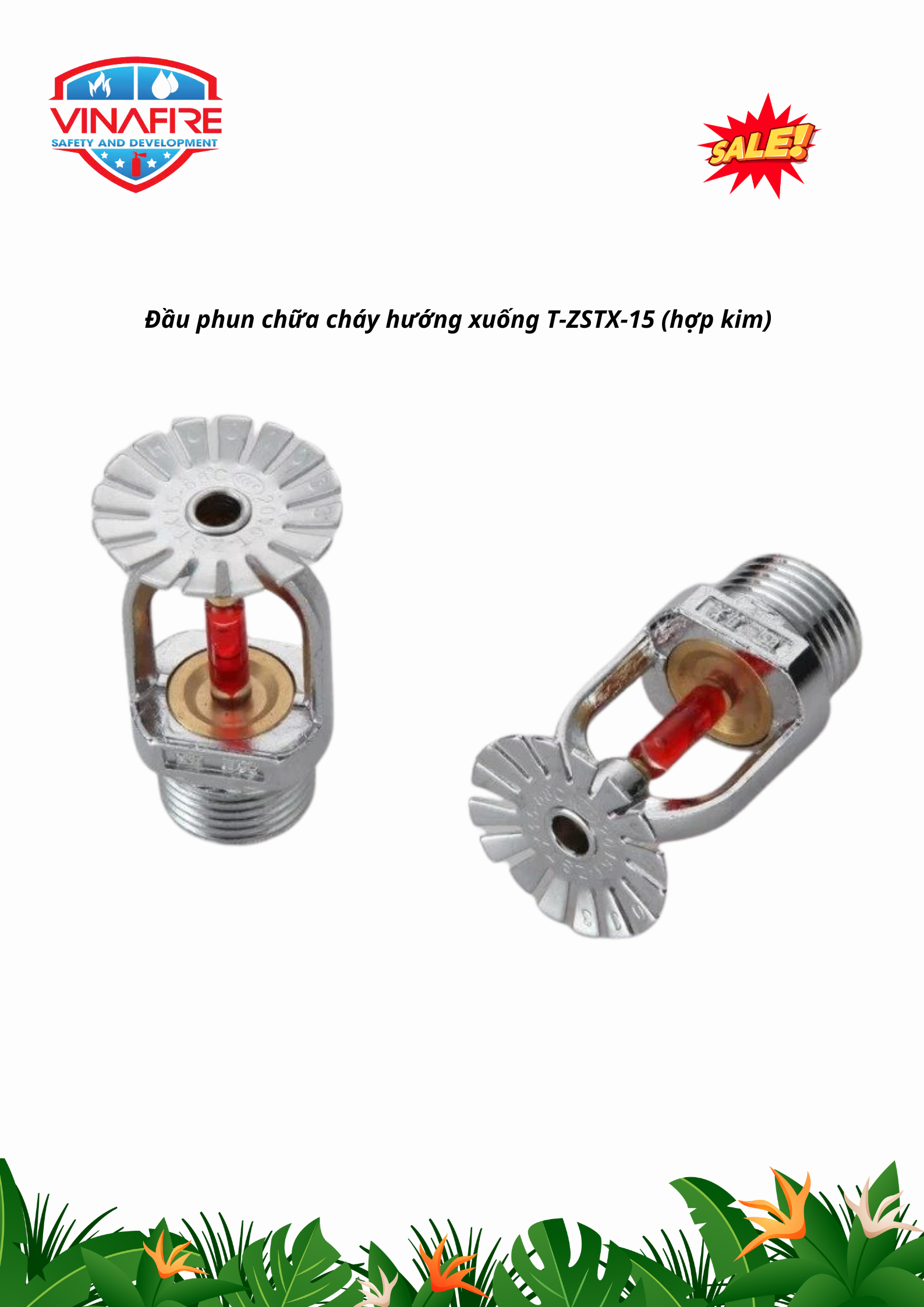 Đầu phun chữa cháy hướng xuống T-ZSTX-15 (hợp kim) – PCCC vinafire