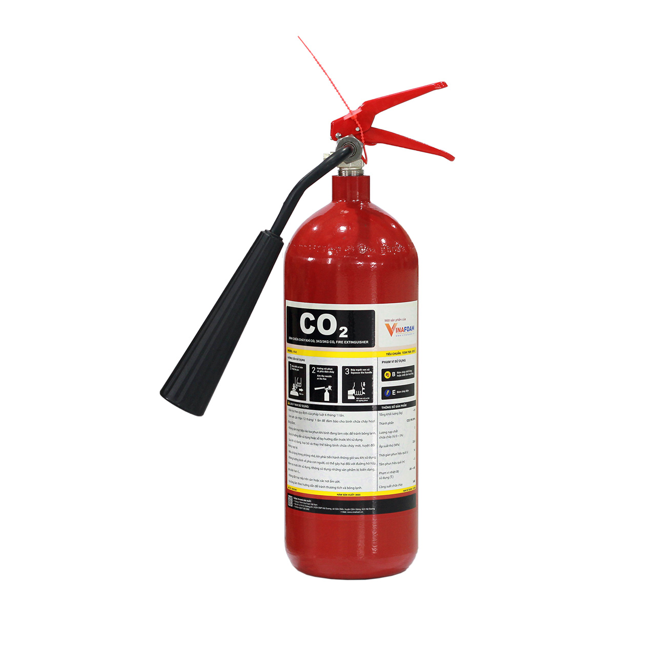 Bình chữa cháy khí CO2 3kg - VinaFoam I Your safety we care
